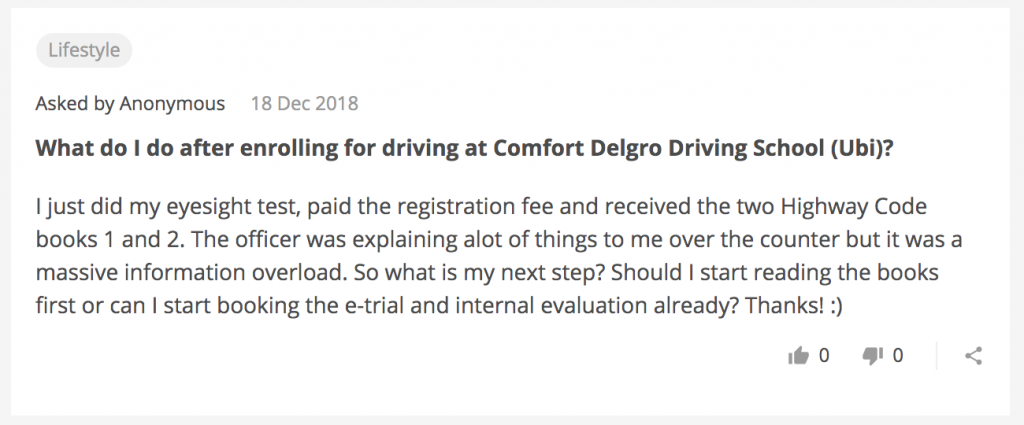 What do I do after enrolling for driving at Comfort Delgro Driving School (Ubi)?