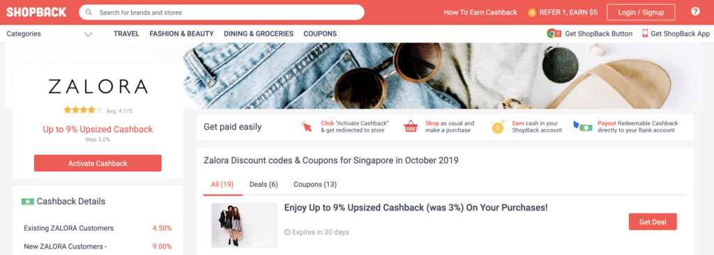ShopBack Zalora Screenshot