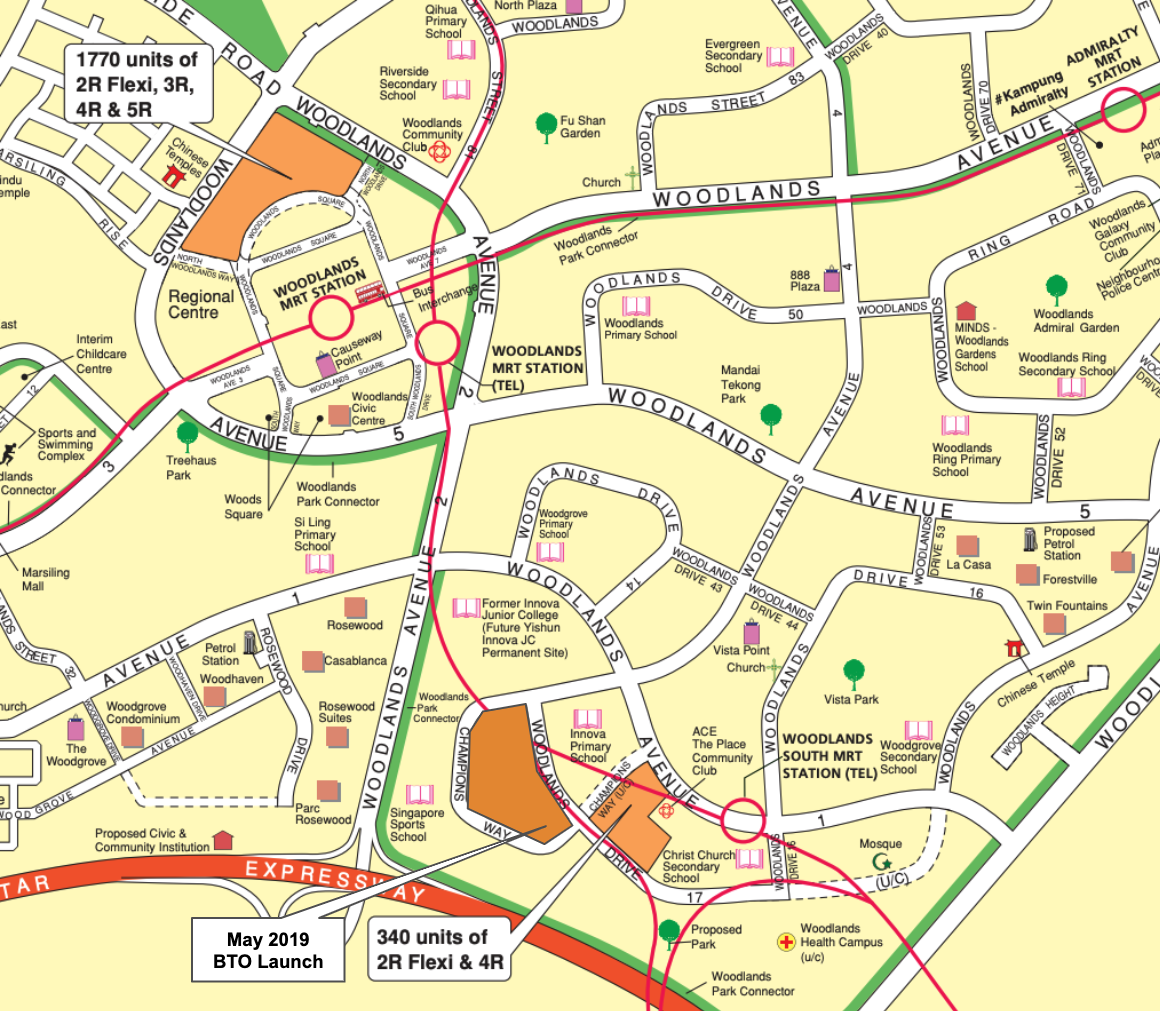 Map of Woodlands August 2020 BTO Launch