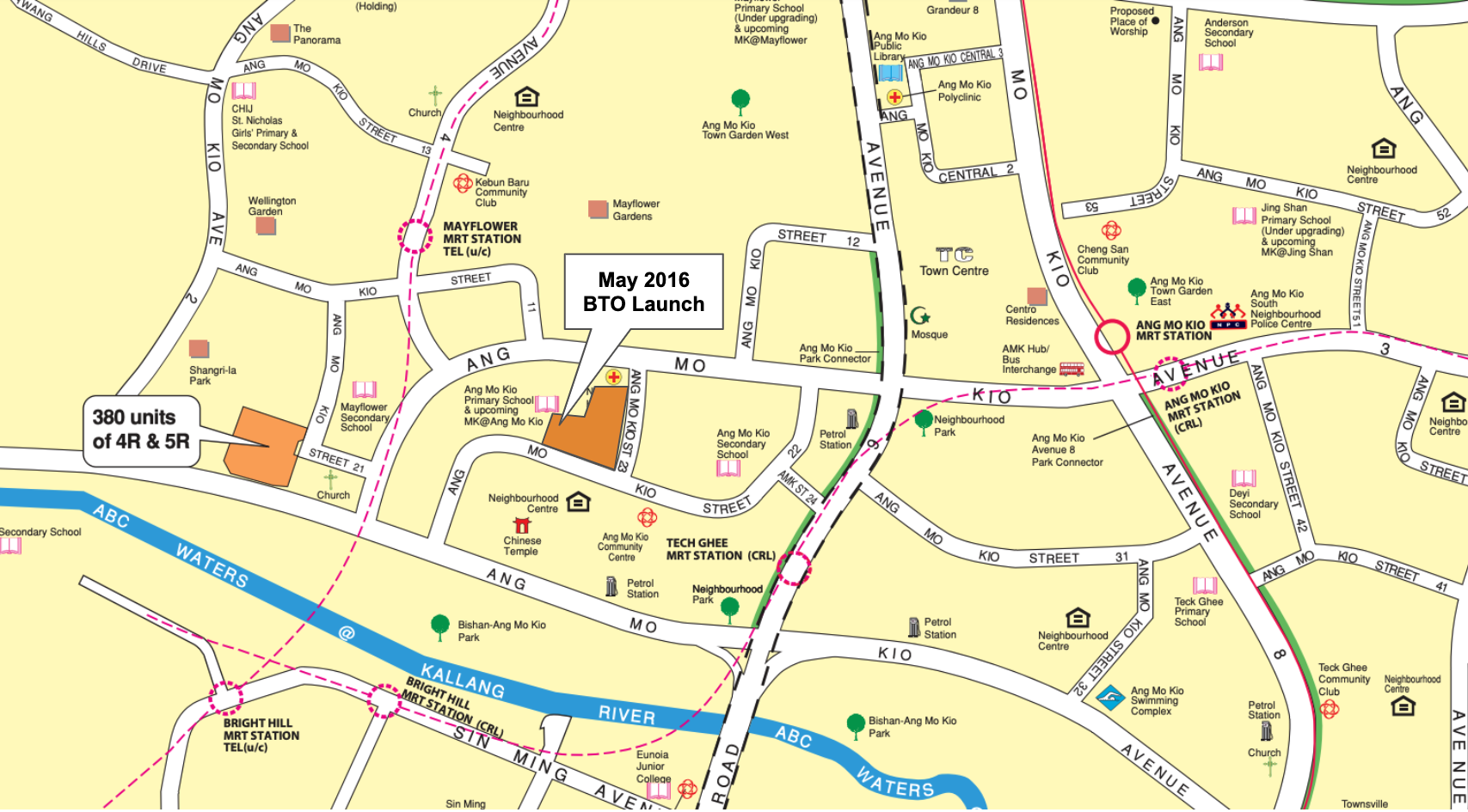 Map of Ang Mo Kio August 2020 BTO Launch