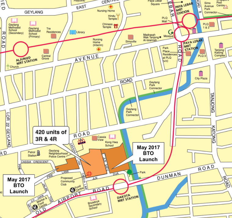 Map of Geylang August 2020 BTO Launch