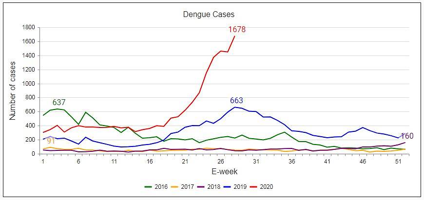 dengue cases data compilation by the communicable diseases division, Ministry of Health