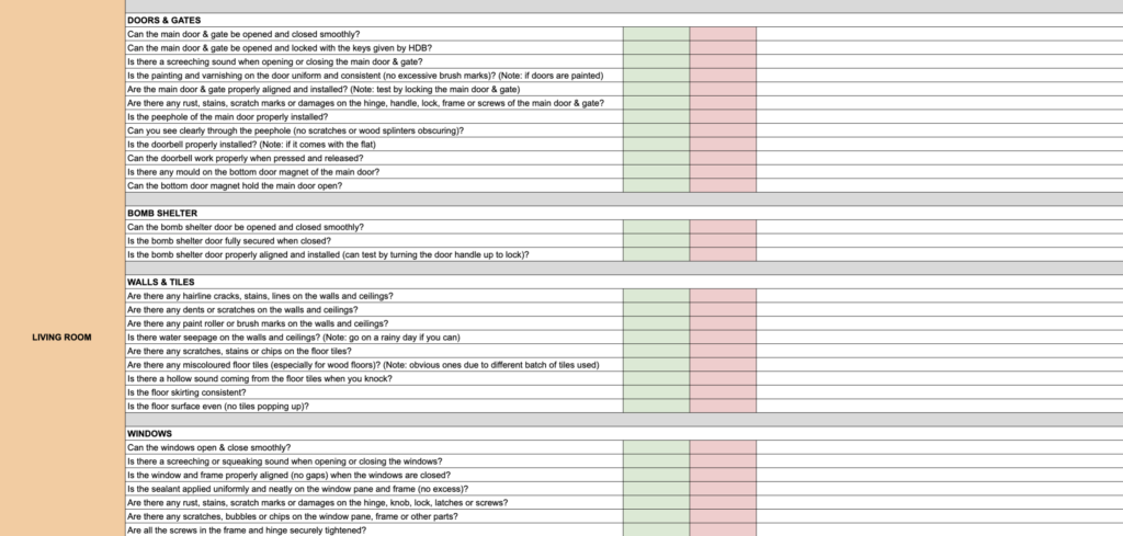 Seedly HDB BTO Defects Inspection Checklist Screenshot